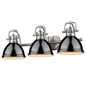 Golden Duncan 3-Light Bathroom Vanity Light in Pewter and Black