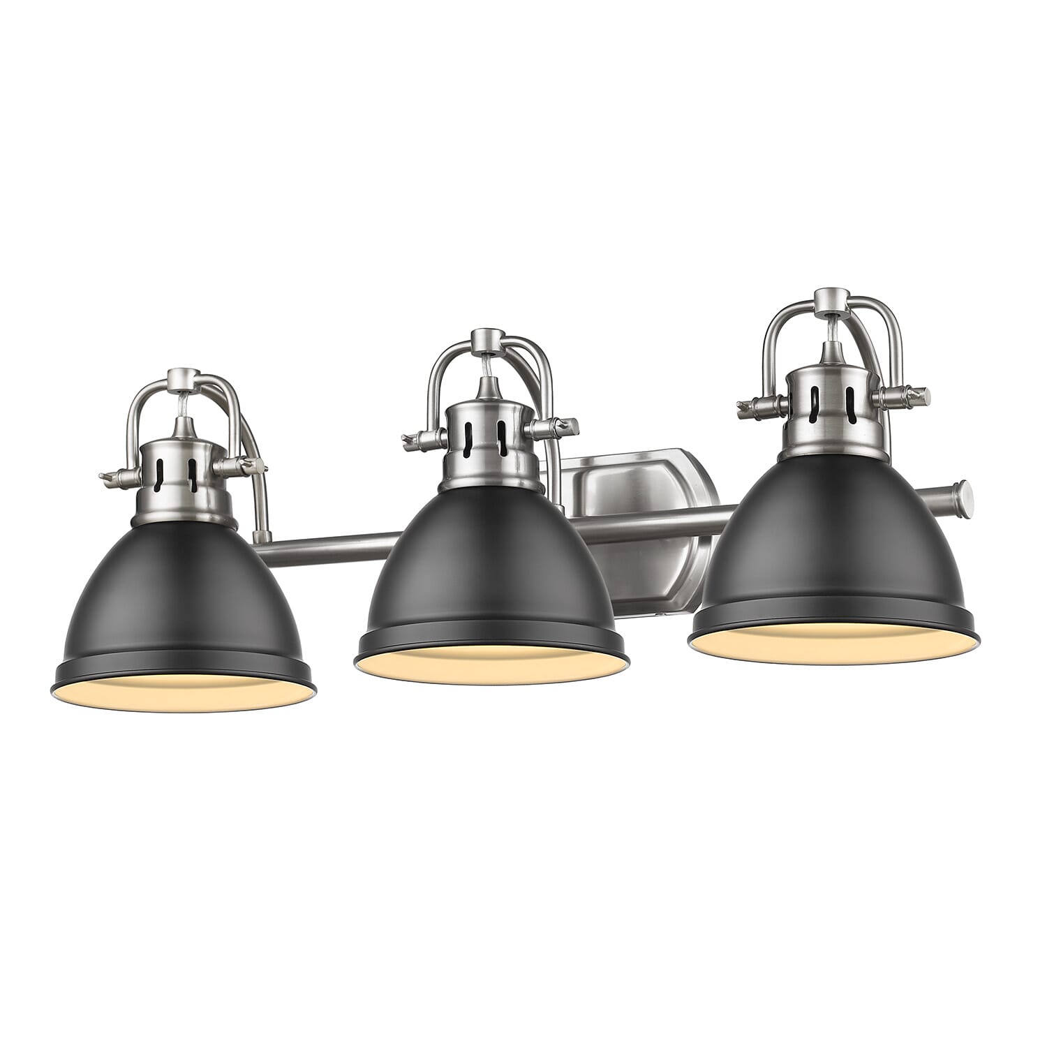 Golden Duncan 3-Light Bathroom Vanity Light in Pewter and Matte Black