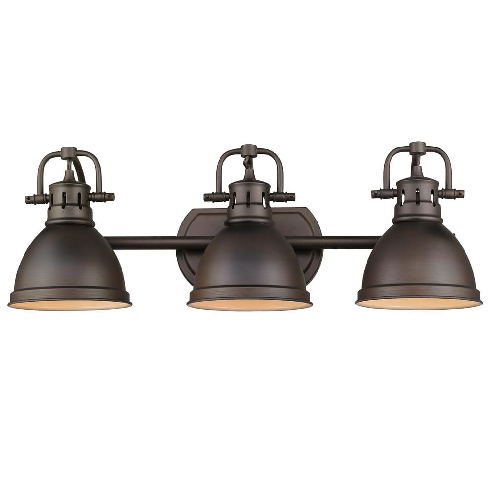 Golden Duncan 3-Light 25" Bathroom Vanity Light in Rubbed Bronze