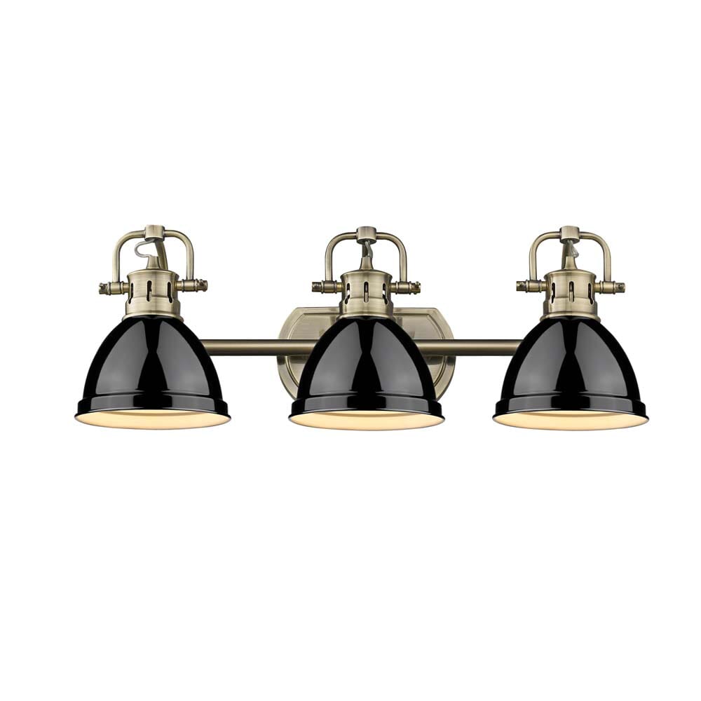 Golden Duncan 3-Light 25" Bathroom Vanity Light in Aged Brass