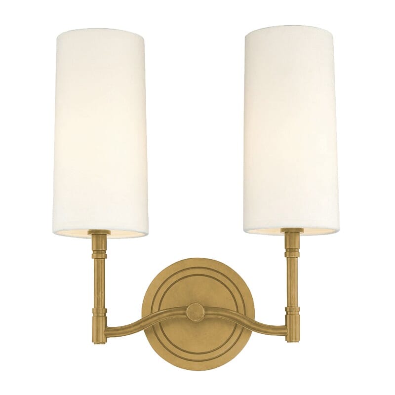 Hudson Valley Dillon 2-Light 14" Wall Sconce in Aged Brass