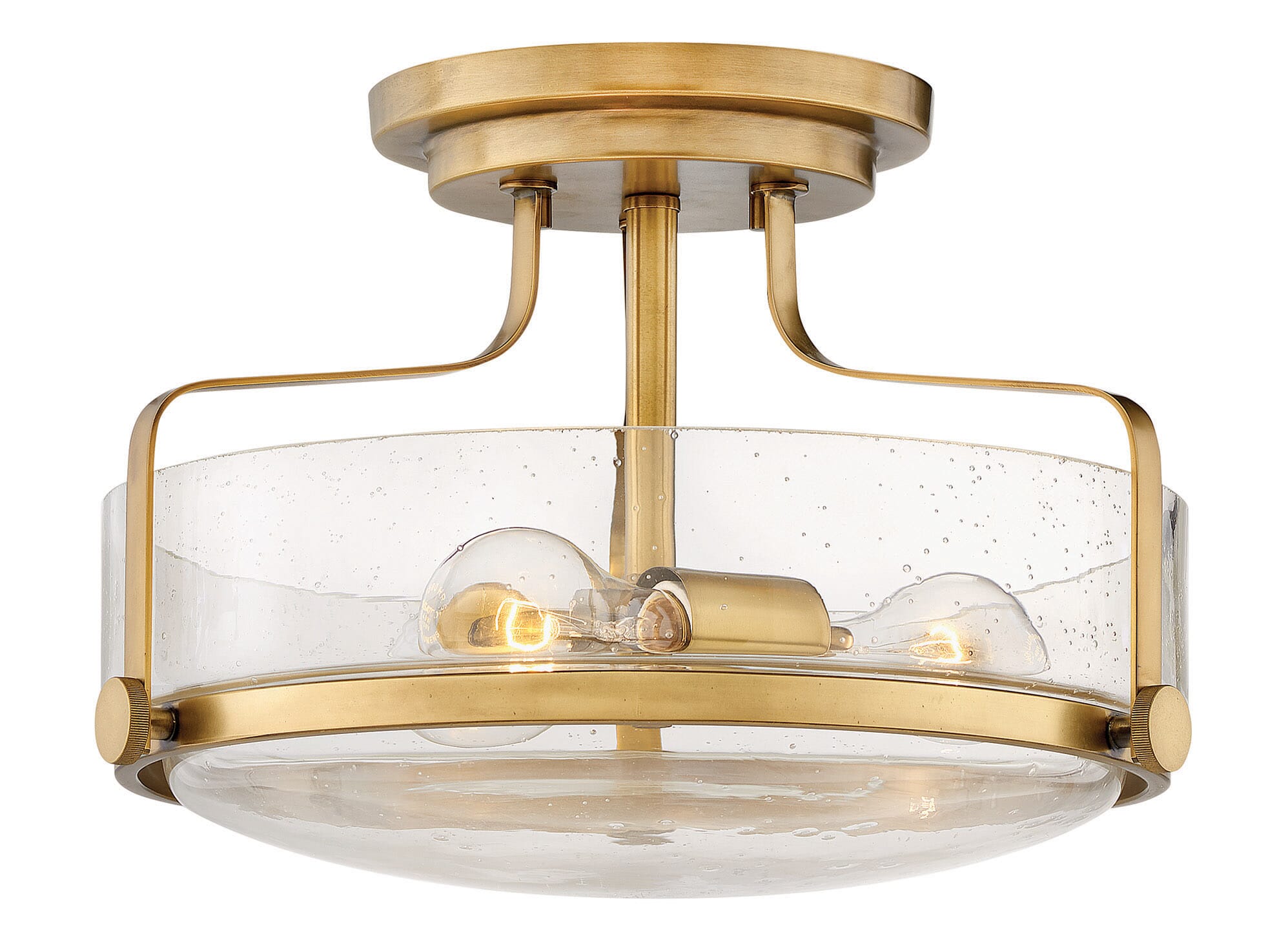 Hinkley Harper 3-Light Semi-Flush in Heritage Brass W Clear Seedy Glass