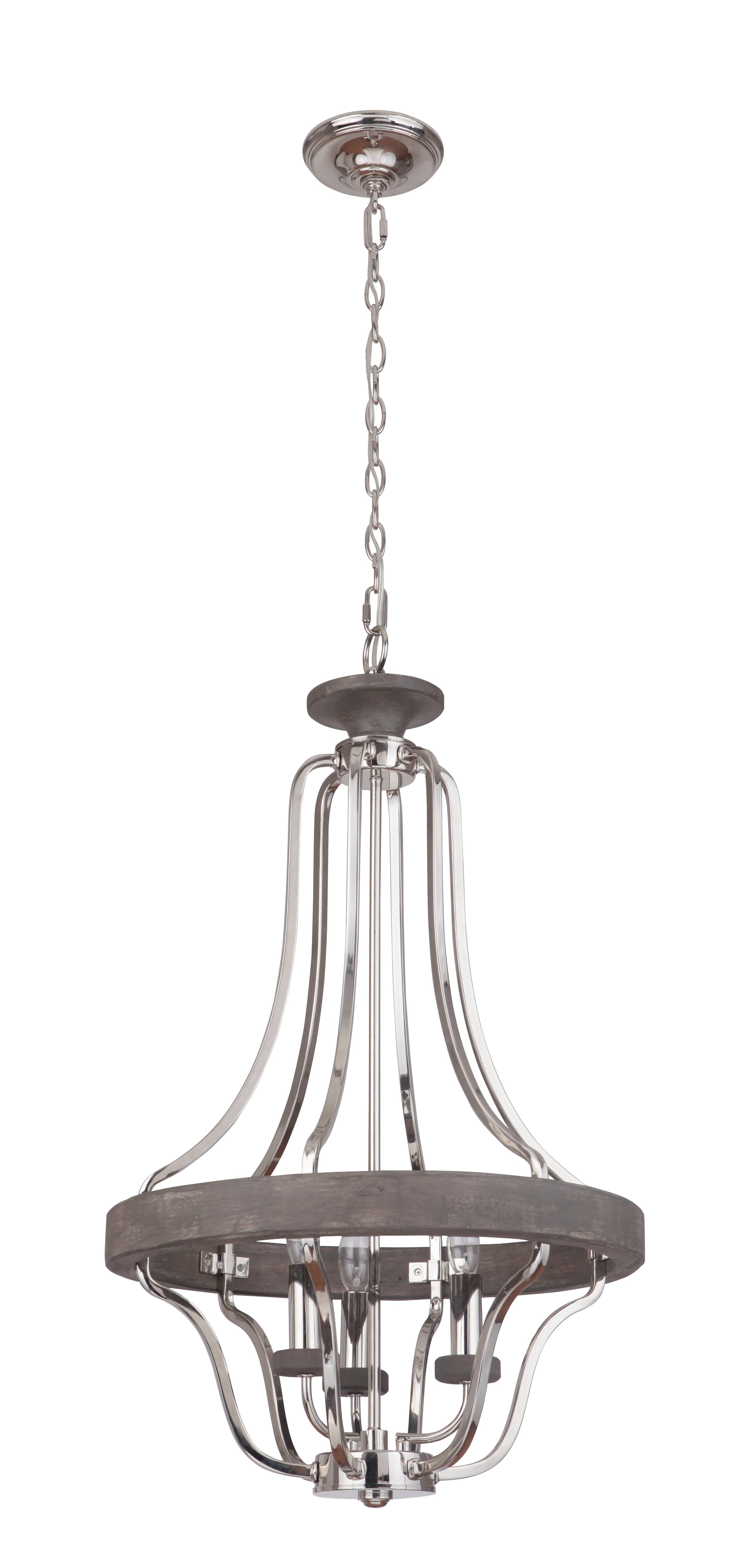 Craftmade Ashwood 3-Light 20" Pendant Light in Polished Nickel with Greywood