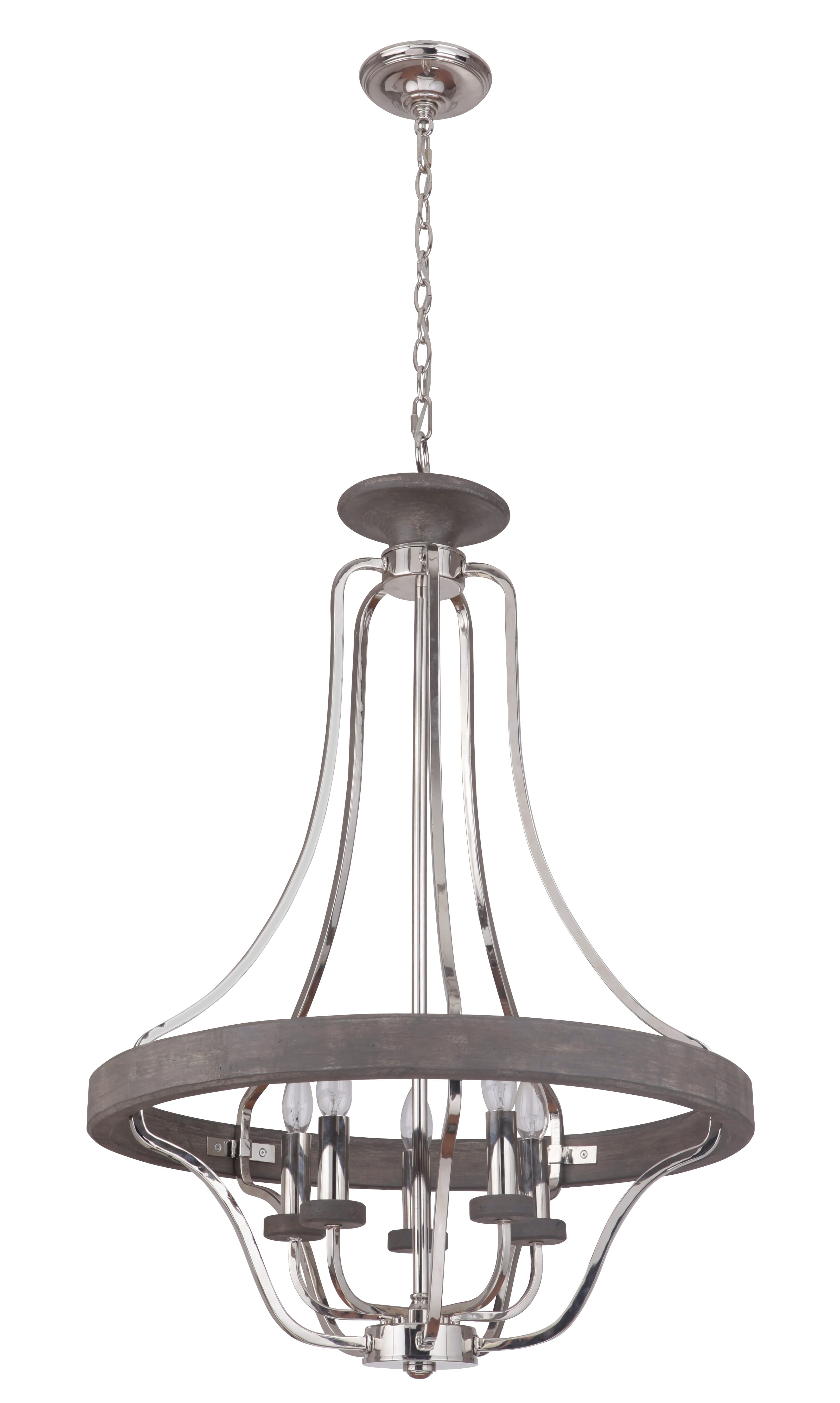 Craftmade Ashwood 5-Light 26" Pendant Light in Polished Nickel with Greywood