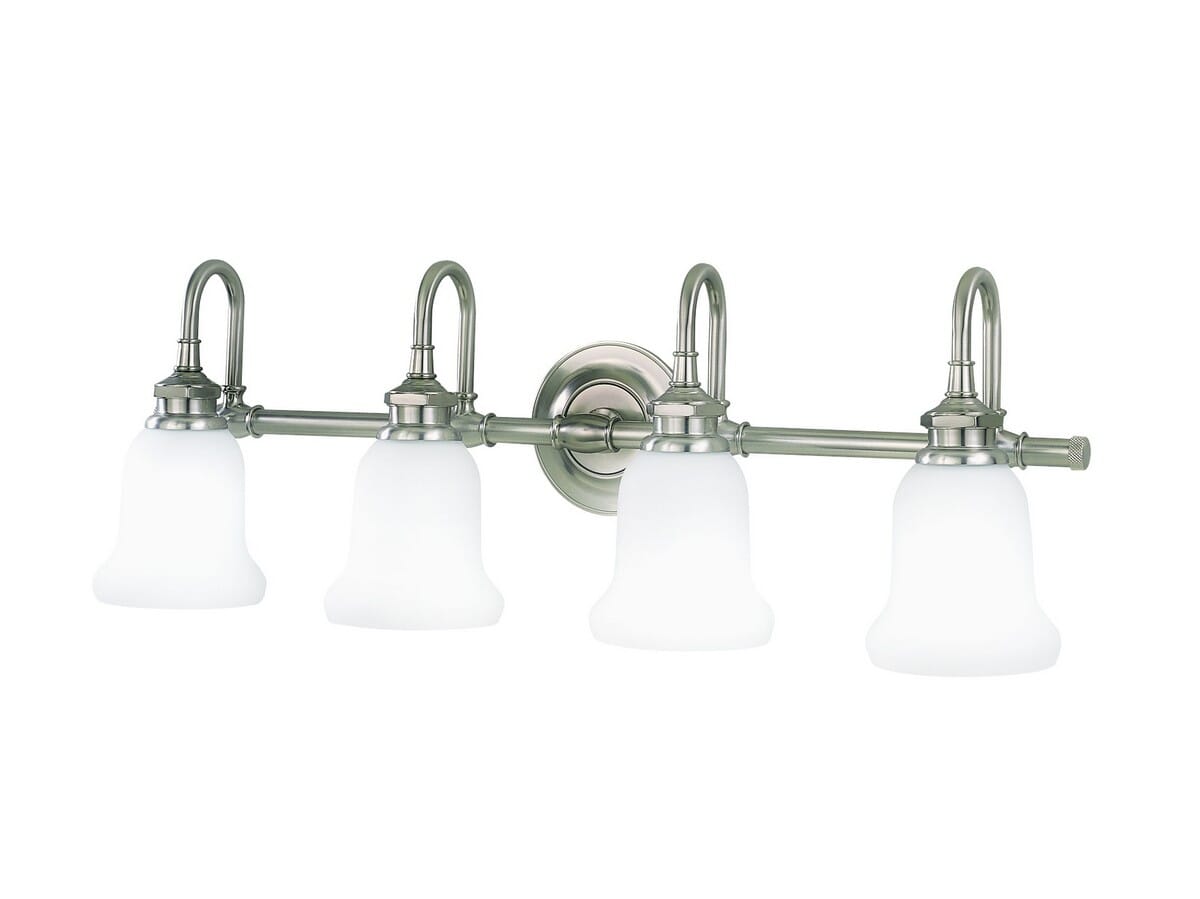 Hudson Valley Plymouth 4-Light 26" Bathroom Vanity Light in Satin Nickel