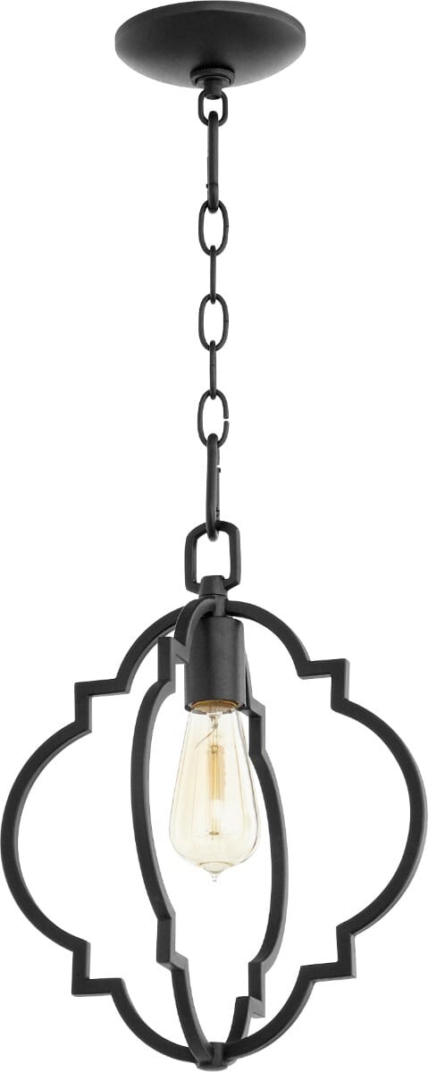 Quorum Dublin Quatrefoil 11" Pendant Light in Noir