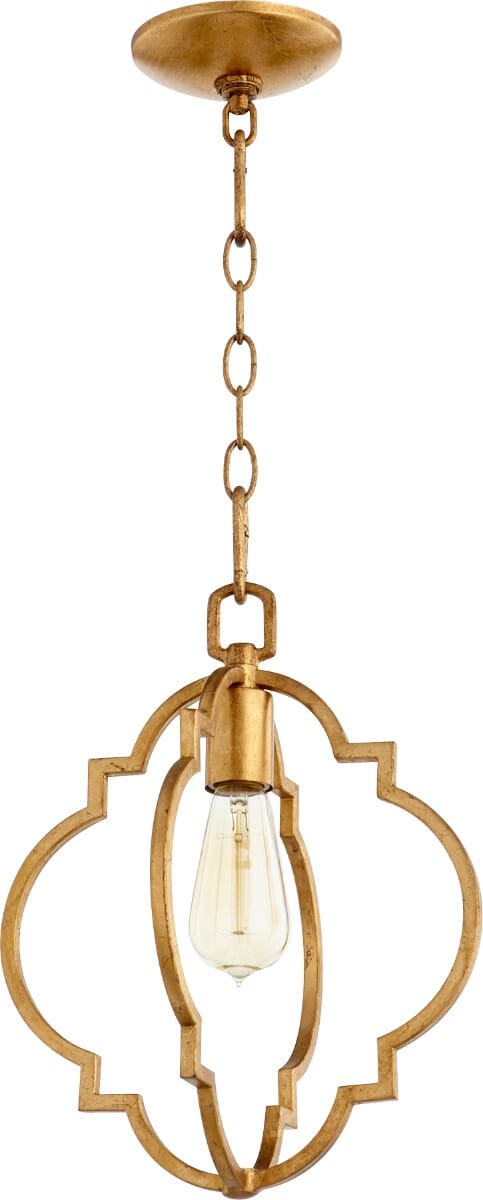 Quorum Dublin Quatrefoil 11" Pendant Light in Gold Leaf