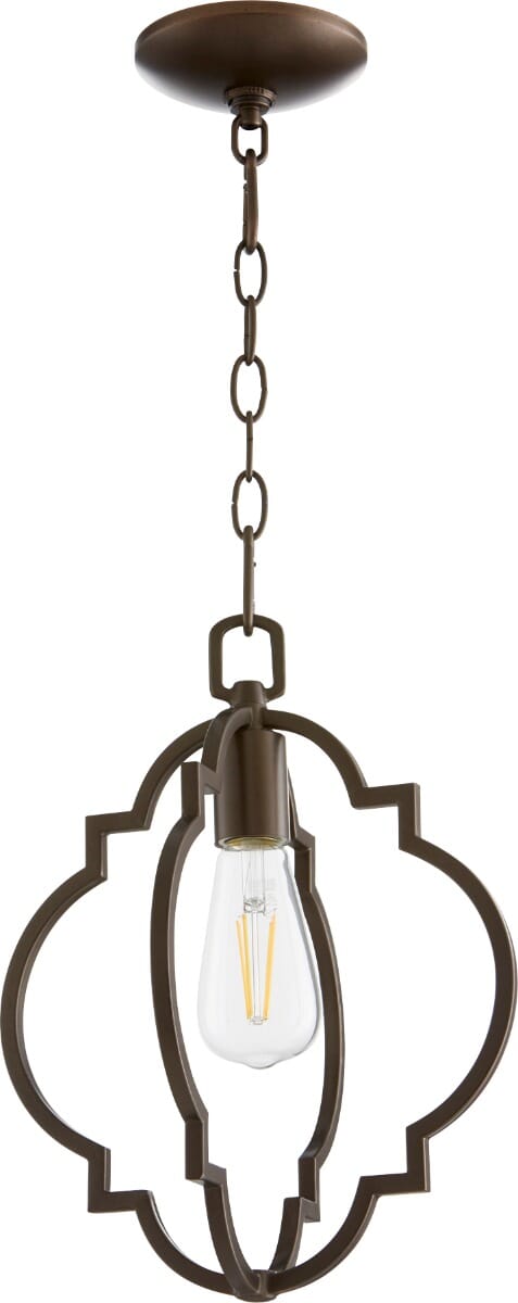 Quorum Dublin Quatrefoil 11" Pendant Light in Oiled Bronze