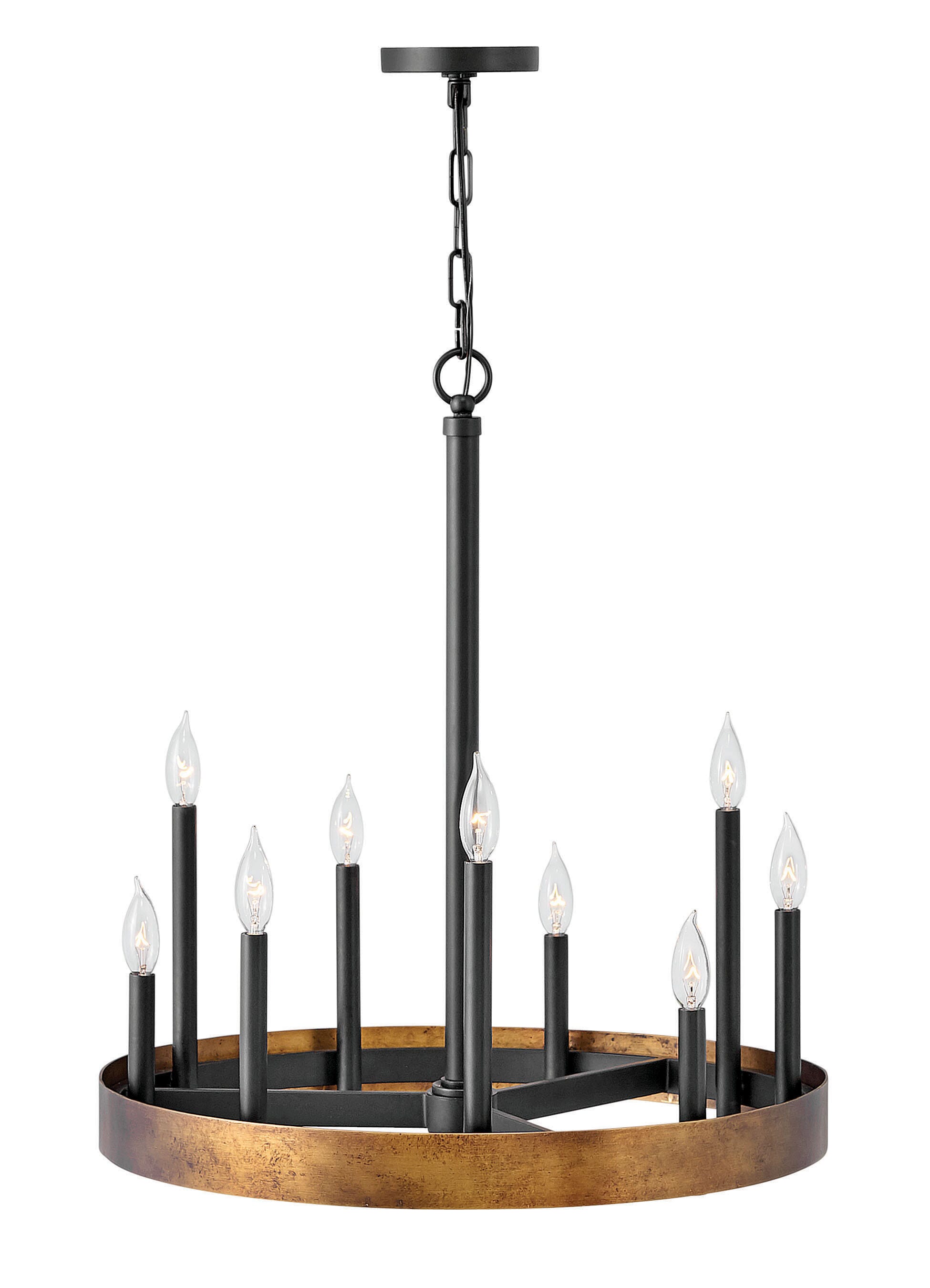 Hinkley Wells 9-Light Chandelier in Weathered Brass