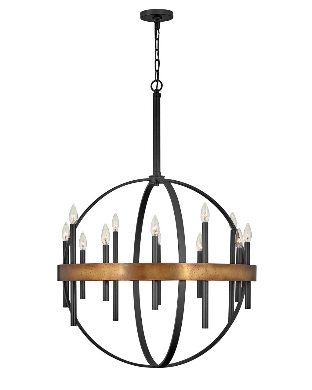 Hinkley Wells 12-Light Chandelier in Weathered Brass