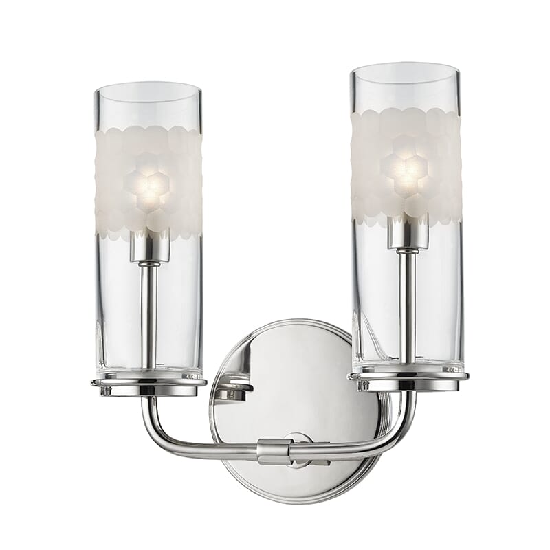 Hudson Valley Wentworth 2-Light 10" Wall Sconce in Polished Nickel