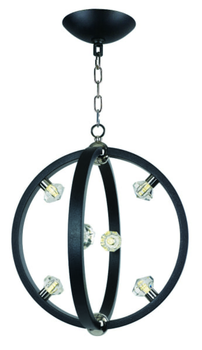 Maxim Lighting Equinox 18" LED Pendant in Textured Black / Polished Nickel