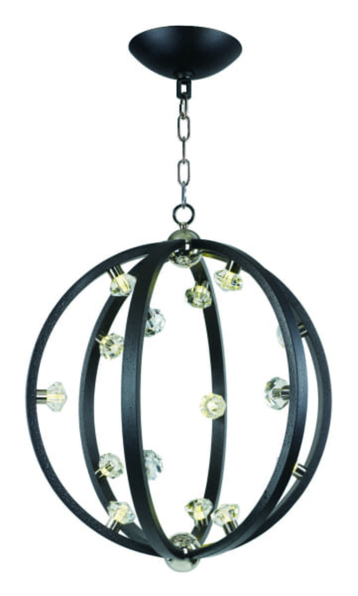 Maxim Equinox 25" 15-Light Pendant in Textured Black/Polished Nickel