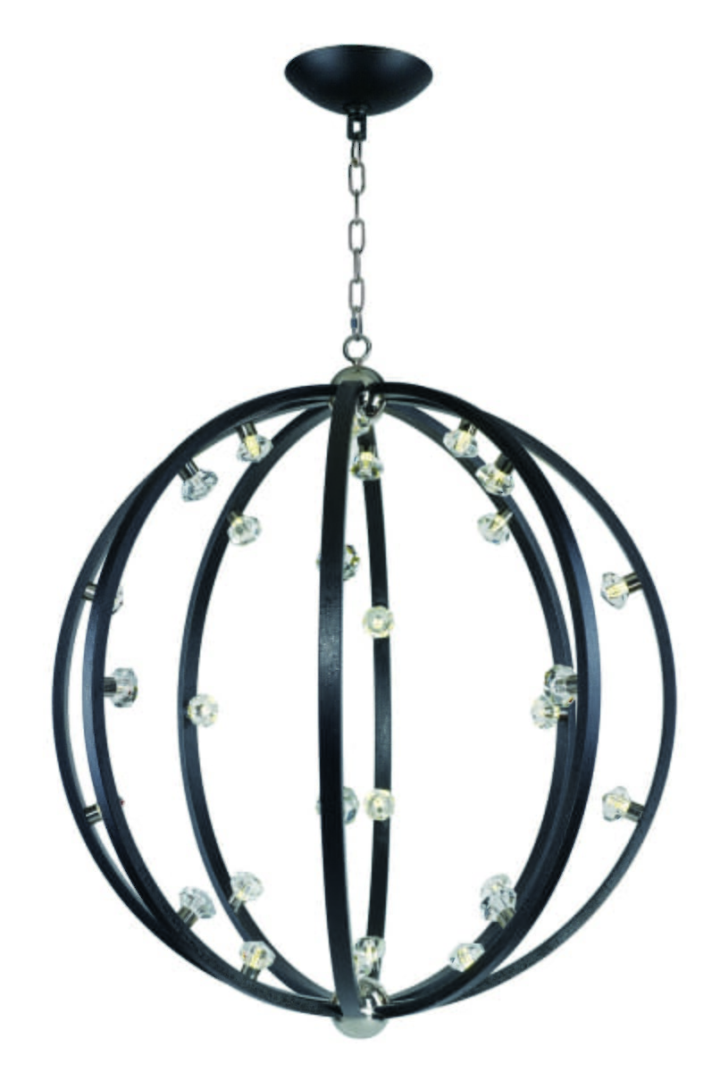 Maxim Equinox 39.75" 28-Light Pendant in Textured Black/Polished Nickel