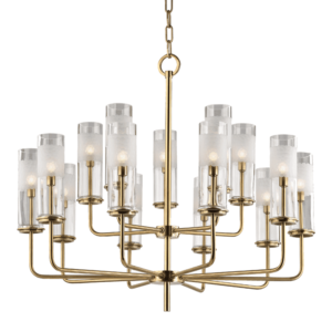 Hudson Valley Wentworth 15-Light Chandelier in Aged Brass