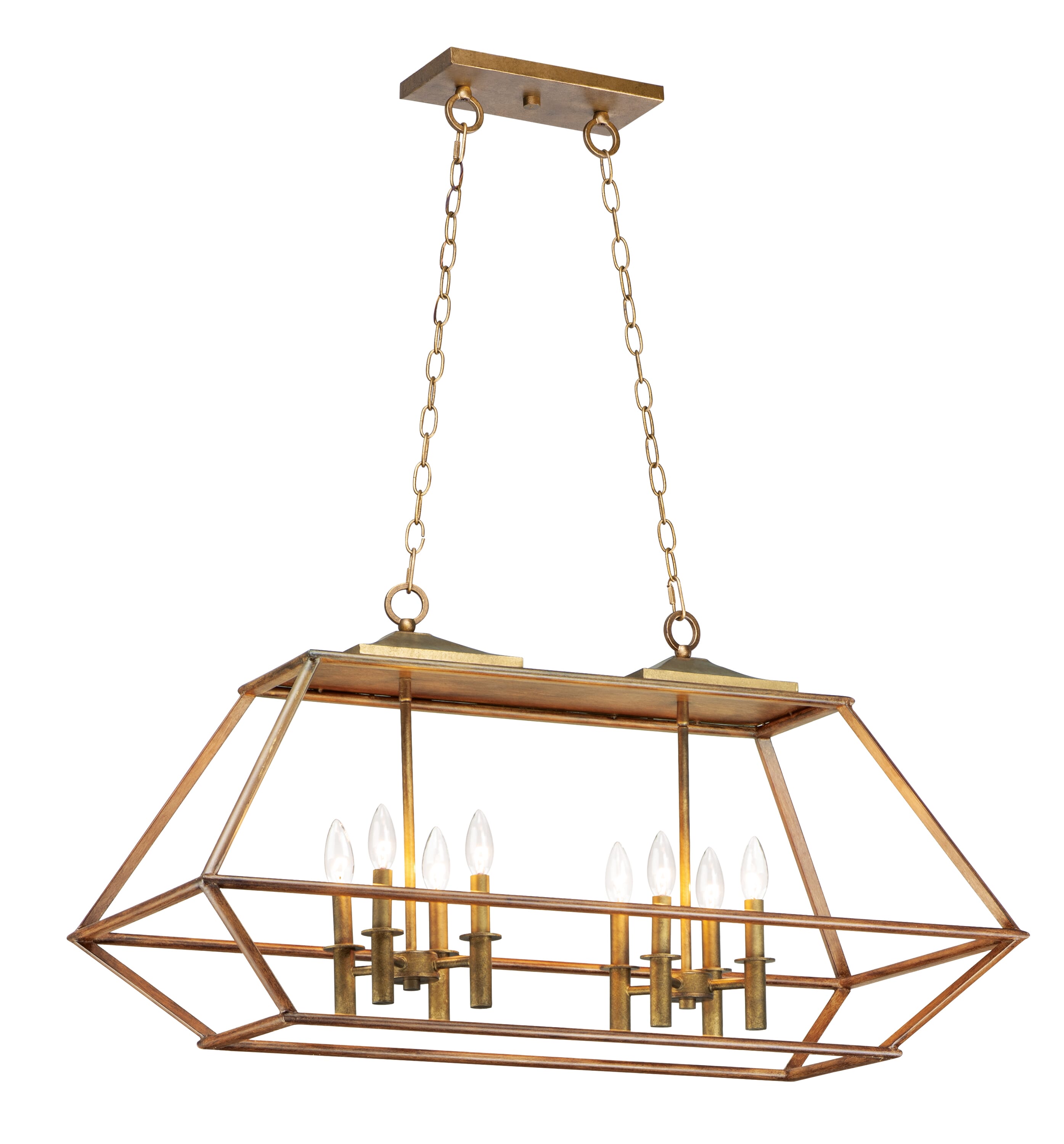 Maxim Lighting Woodland 39.75" 8-Light Linear Pendant in Hazel/Burnished Gold