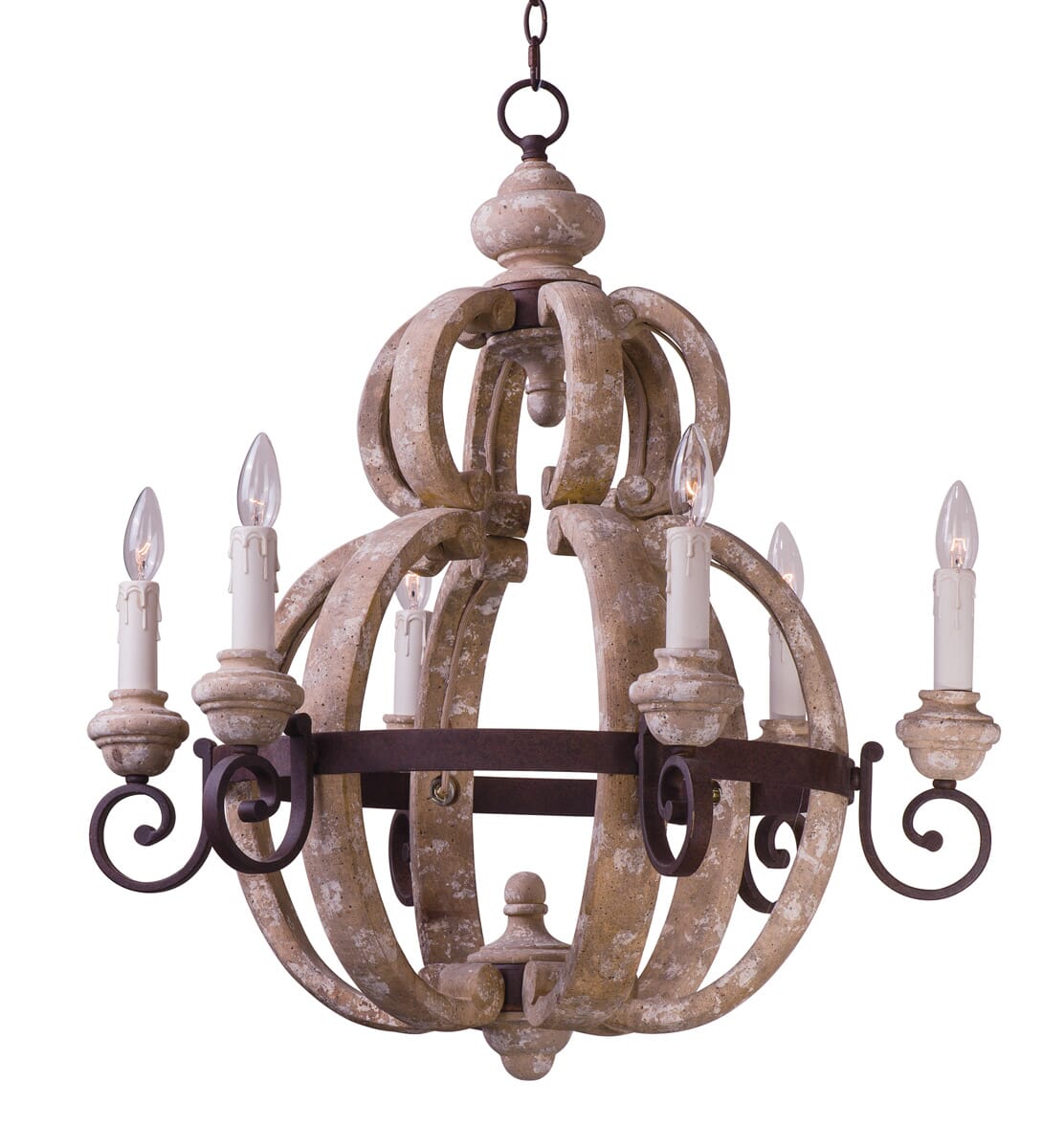 Maxim Lighting Olde World 28" 6-Light Chandelier in Senora Wood