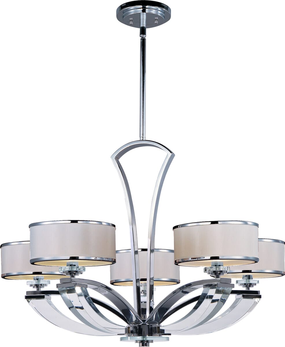 Maxim Metro 34" 5-Light Bevled Crystal Chandelier in Polished Chrome