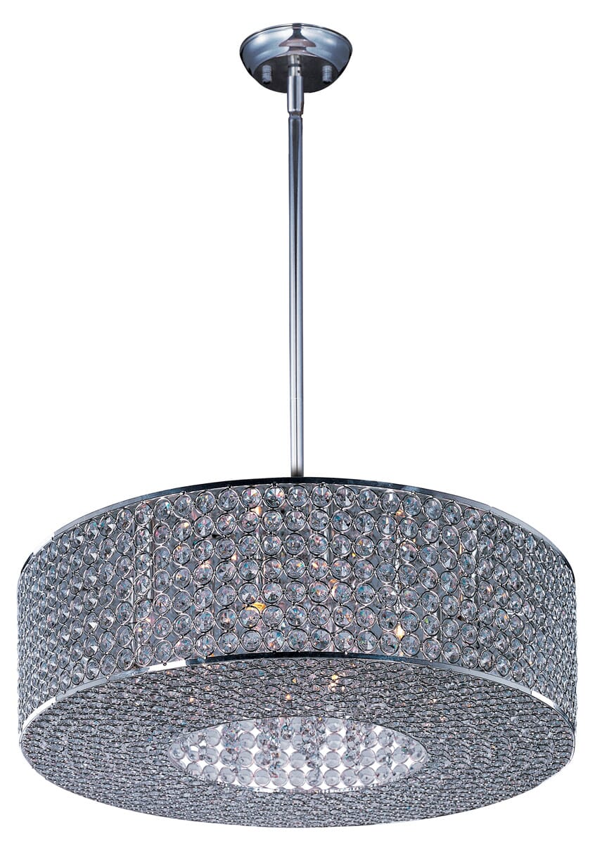 Maxim Lighting Glimmer 10-Lt Ceiling Pendant, Plated Silver