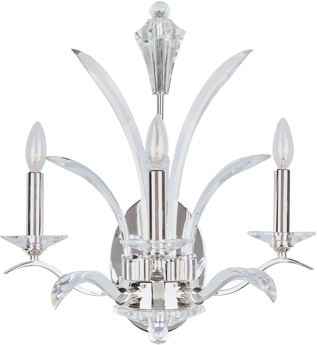 Maxim Paradise 20" 3-Light Beveled Crystal Wall Sconce in Plated Silver