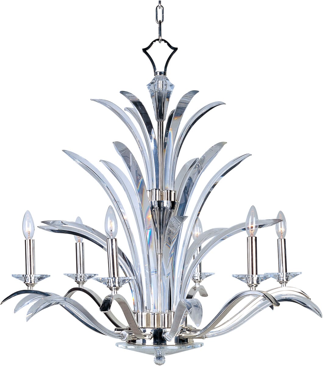 Maxim Paradise 34" 6-Light Beveled Crystal Chandelier in Plated Silver