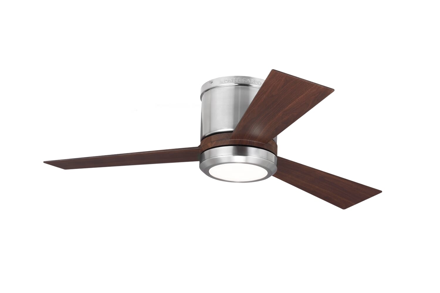 Monte Carlo Clarity II 42" LED Flush Mount Ceiling Fan in Brushed Steel