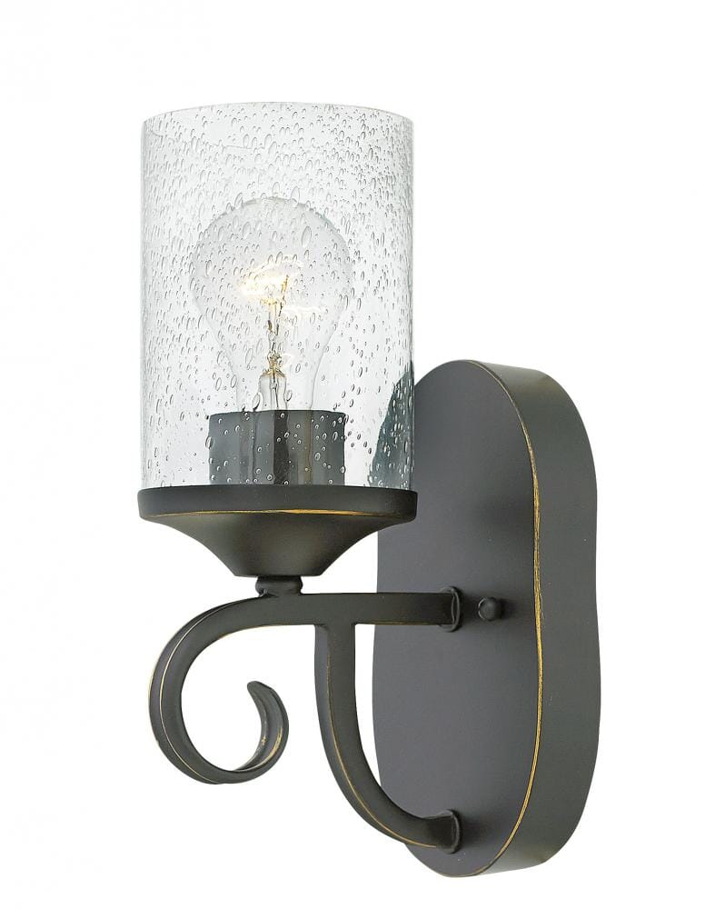 Hinkley Casa 1-Light Sconce in Olde Black with Clear Seedy Glass