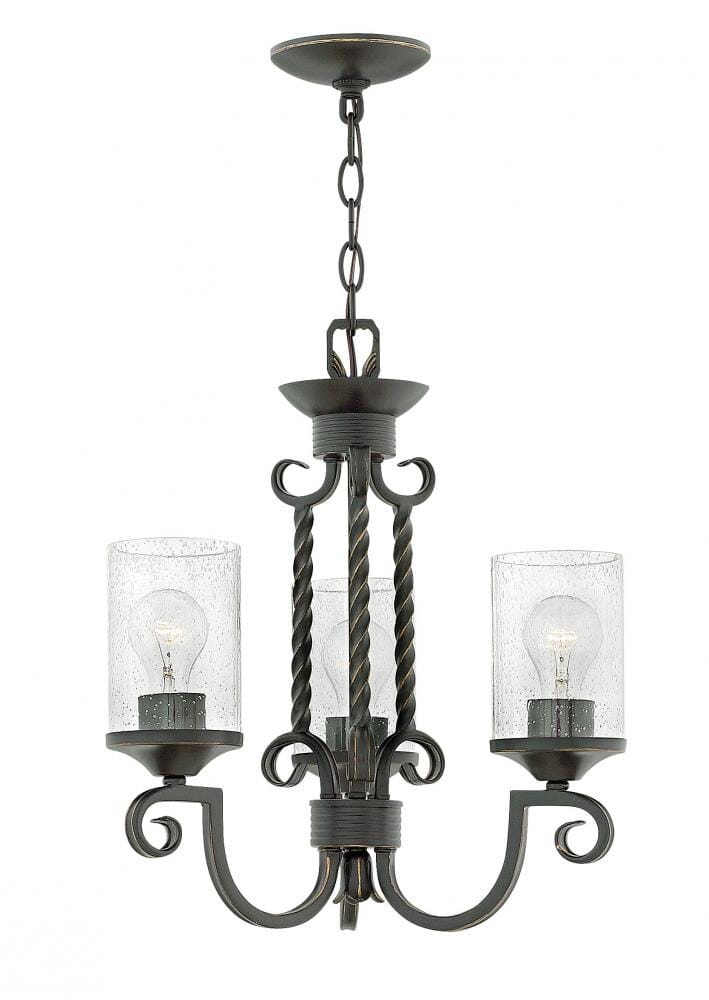 Hinkley Casa 3-Light Three Light in Olde Black with Clear Seedy Glass