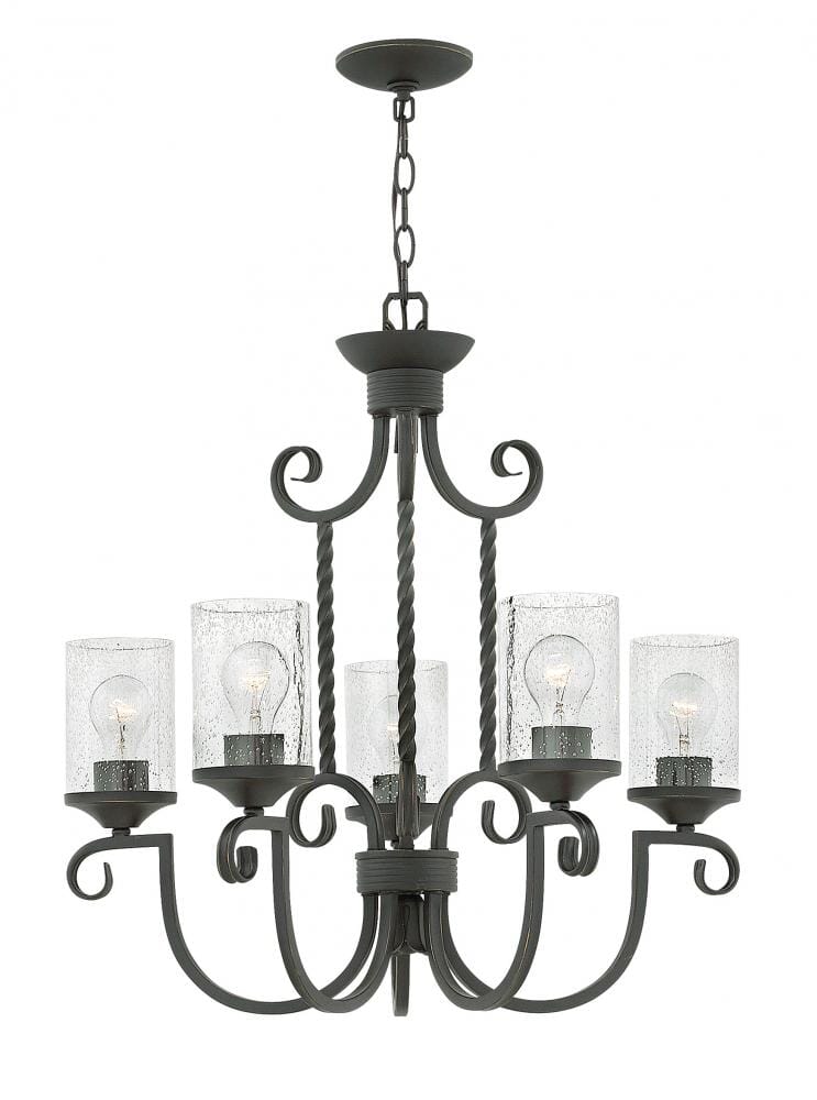 Hinkley Casa 5-Light Single Tier Chandelier in Olde Black with Clear Seedy Glass