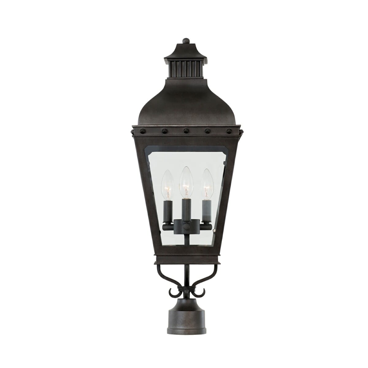 Kalco Winchester Outdoor 3-Light 29" Outdoor Post Light in Aged Iron