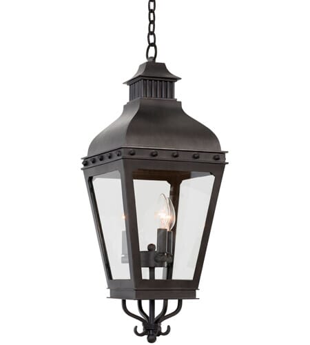 Kalco Winchester 3-Light Outdoor Hanging Light in Aged Iron