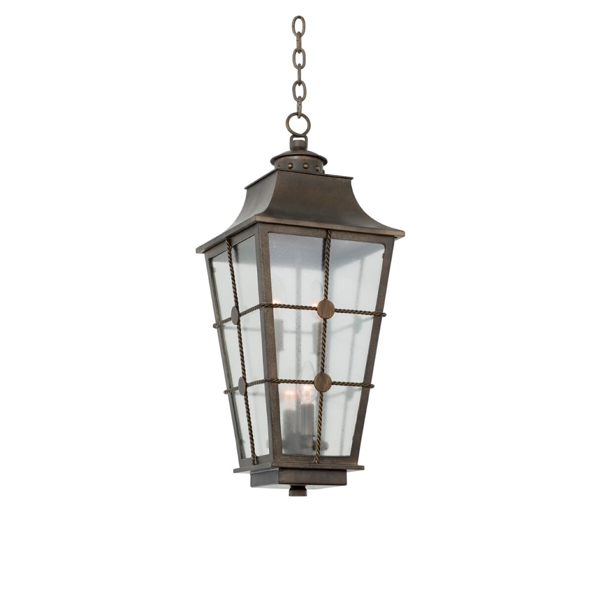 Kalco Belle Grove 4-Light 30" Outdoor Hanging Light in Aged Bronze