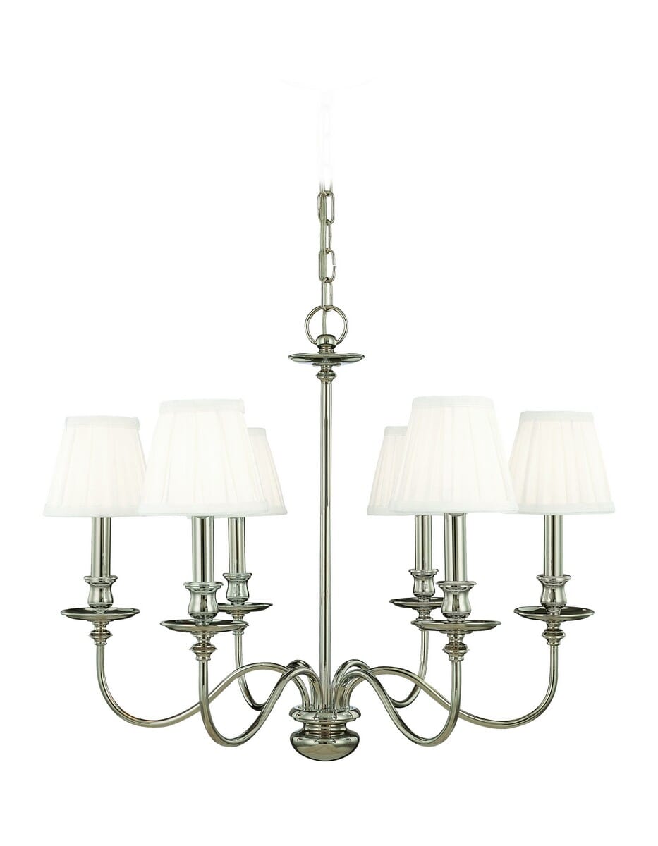 Hudson Valley Menlo Park 6-Light Chandelier in Polished Nickel