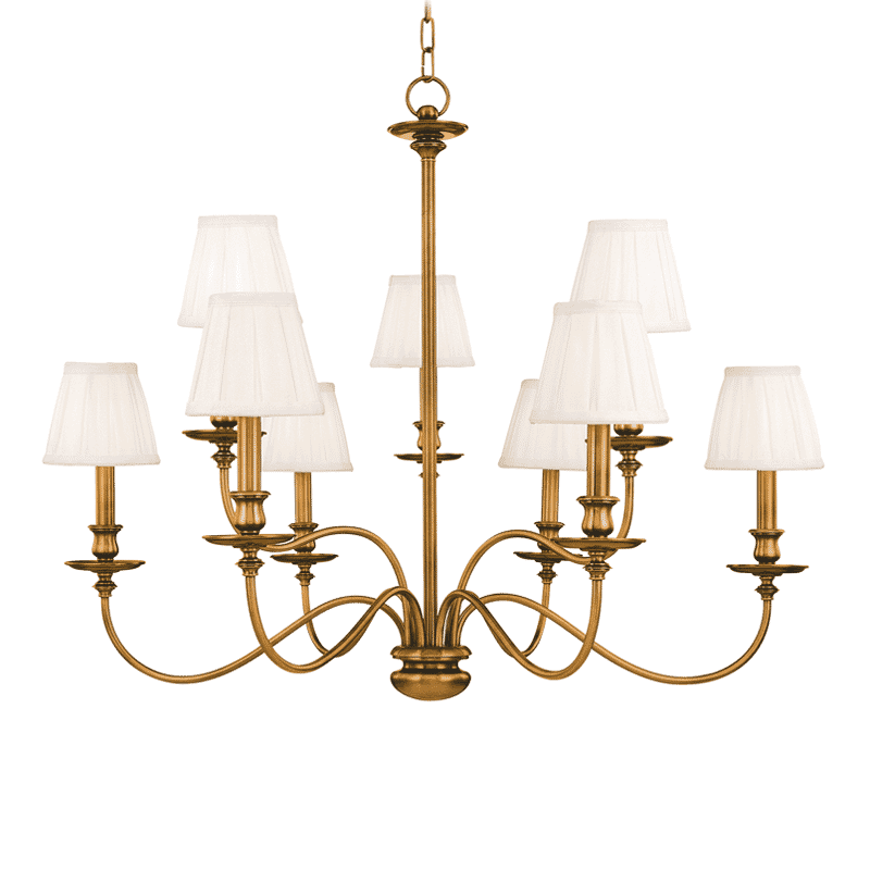 Hudson Valley Menlo Park 9-Light Chandelier in Aged Brass