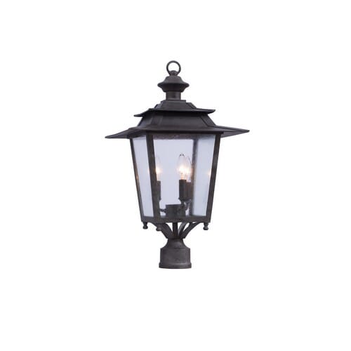 Kalco Saddlebrook Outdoor 3-Light 25" Outdoor Post Light in Aged Iron