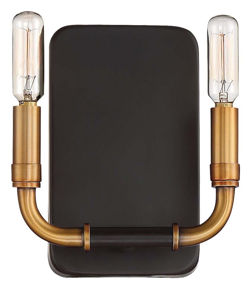 Minka Lavery Liege 2-Light 8" Wall Sconce in Aged Kinston Bronze with Brass Hi