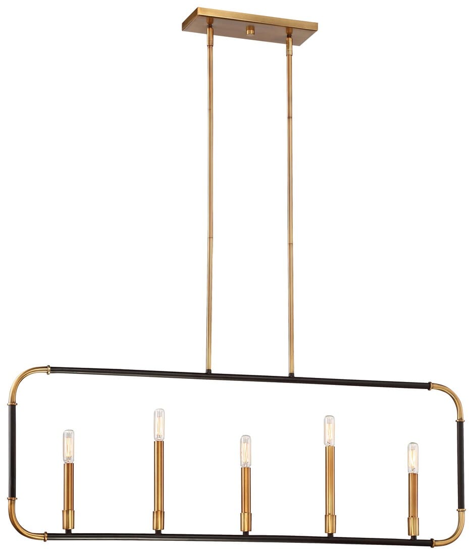 Minka Lavery Liege 5-Light Pendant Light in Aged Kinston Bronze with Brass Hi