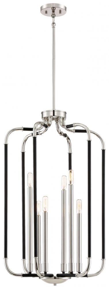 Minka Lavery Liege 5-Light 19" Pendant Light in Matte Black with Polished Nickel