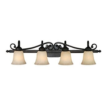 Golden Lighting Belle Meade 4-Light Bathroom Vanity Light in Rubbed Bronze with  Tea Stone Glass