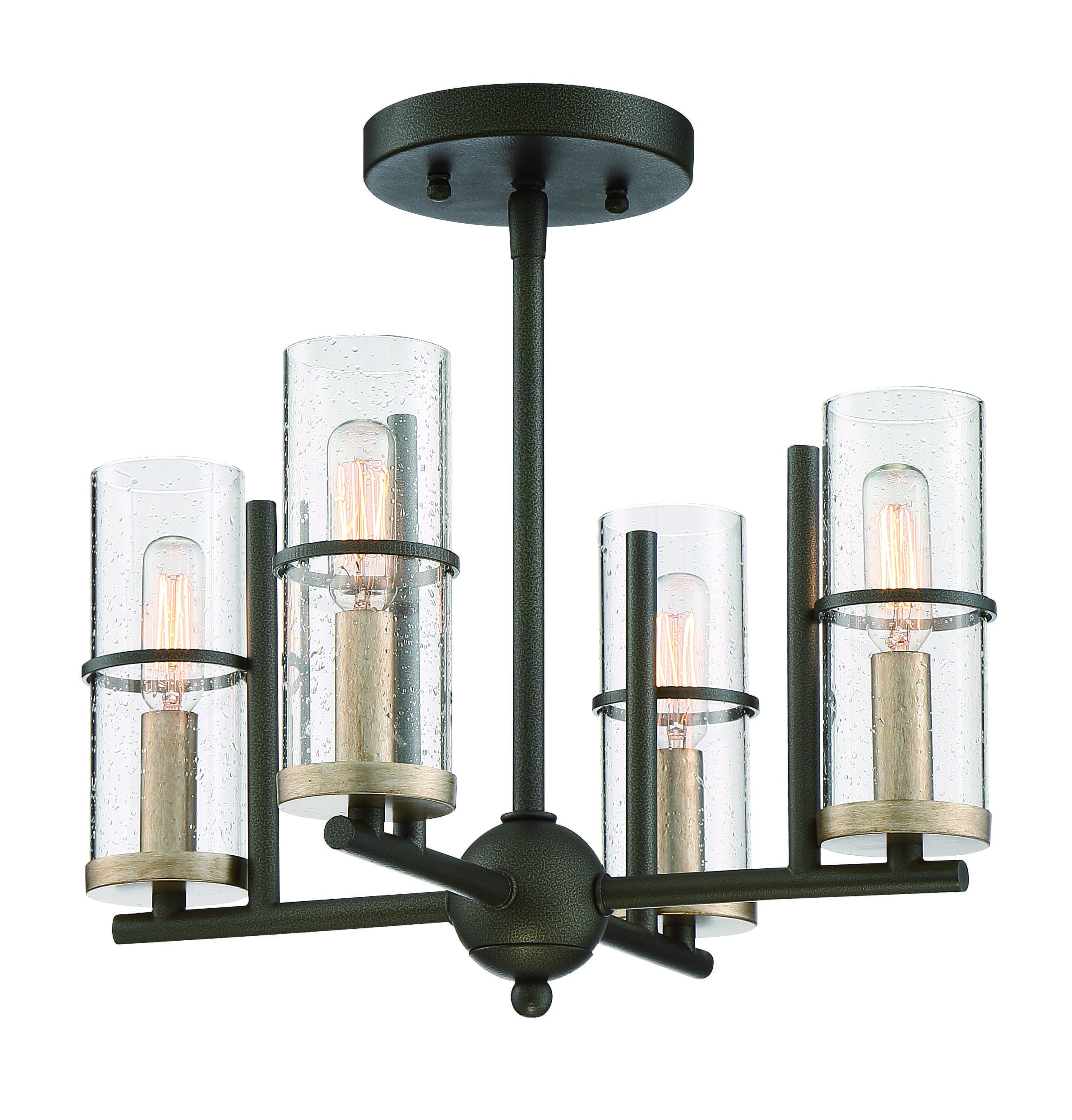 Minka Lavery Sussex Court 4-Light Ceiling Light in Smoked Iron with Aged Gold