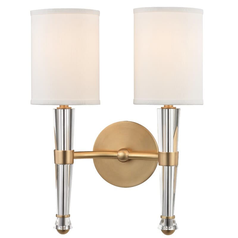 Hudson Valley Volta 2-Light 15" Wall Sconce in Aged Brass