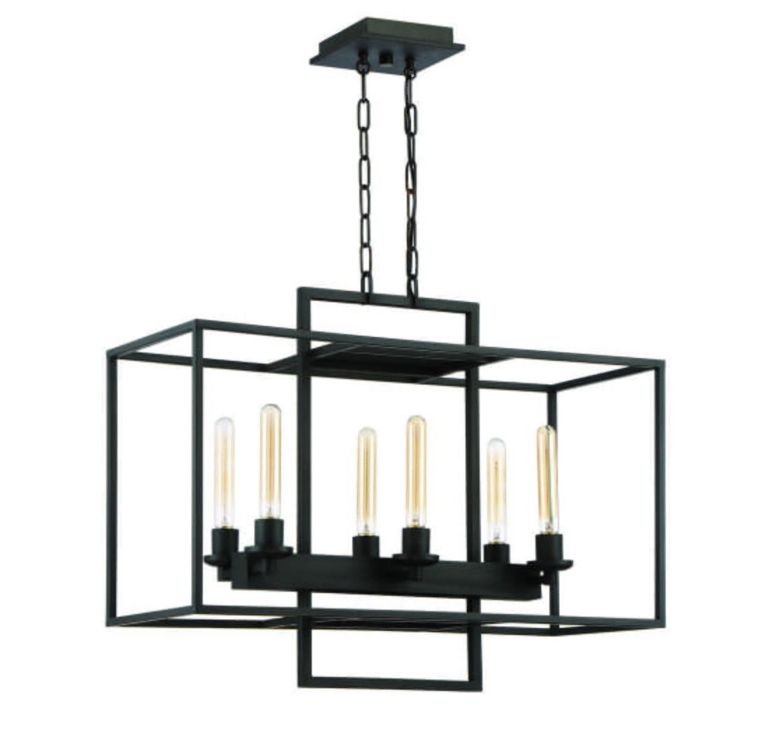 Craftmade Cubic 6-Light 30" Transitional Chandelier in Aged Bronze Brushed