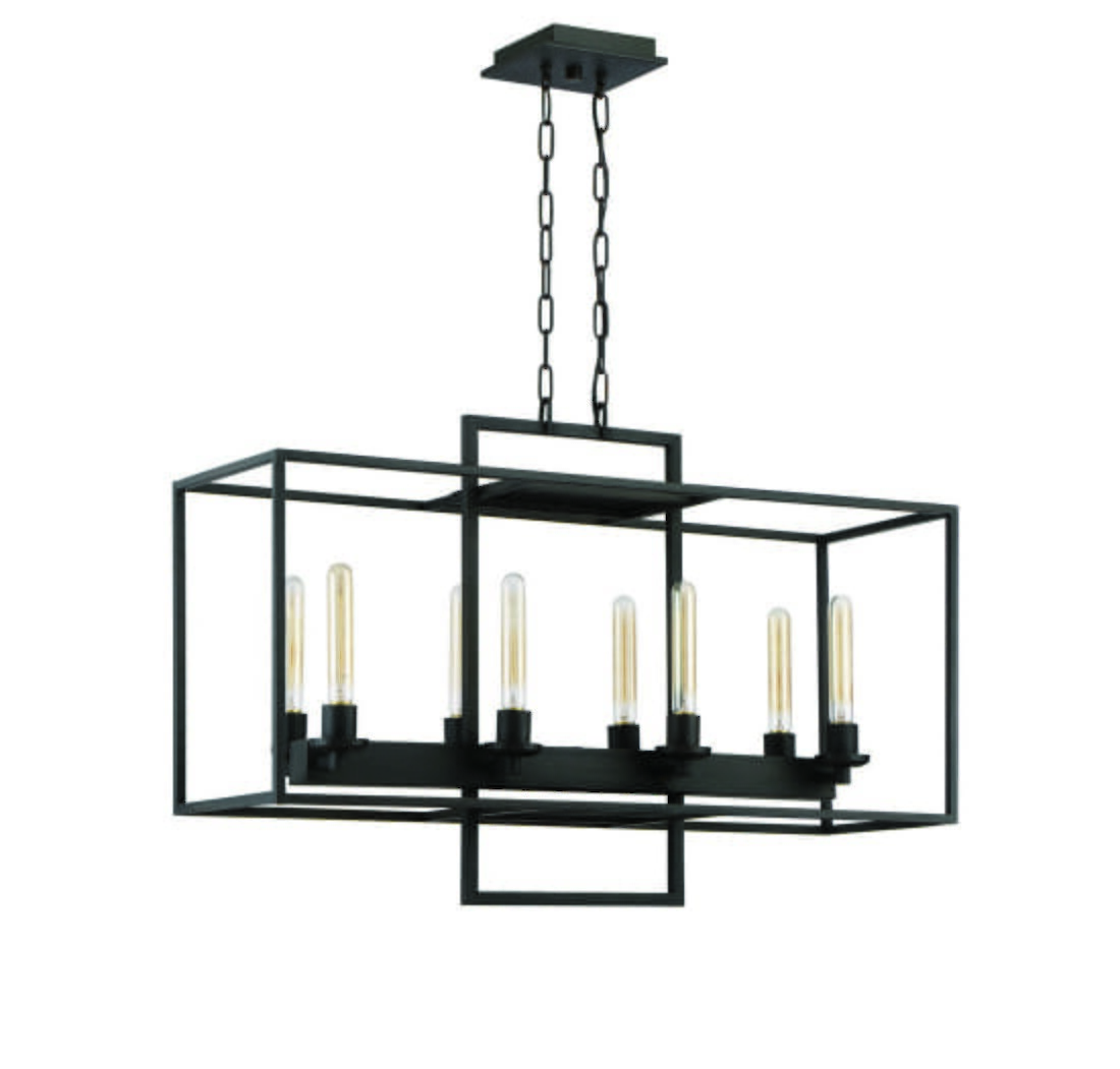 Craftmade Cubic 8-Light 36" Transitional Chandelier in Aged Bronze Brushed