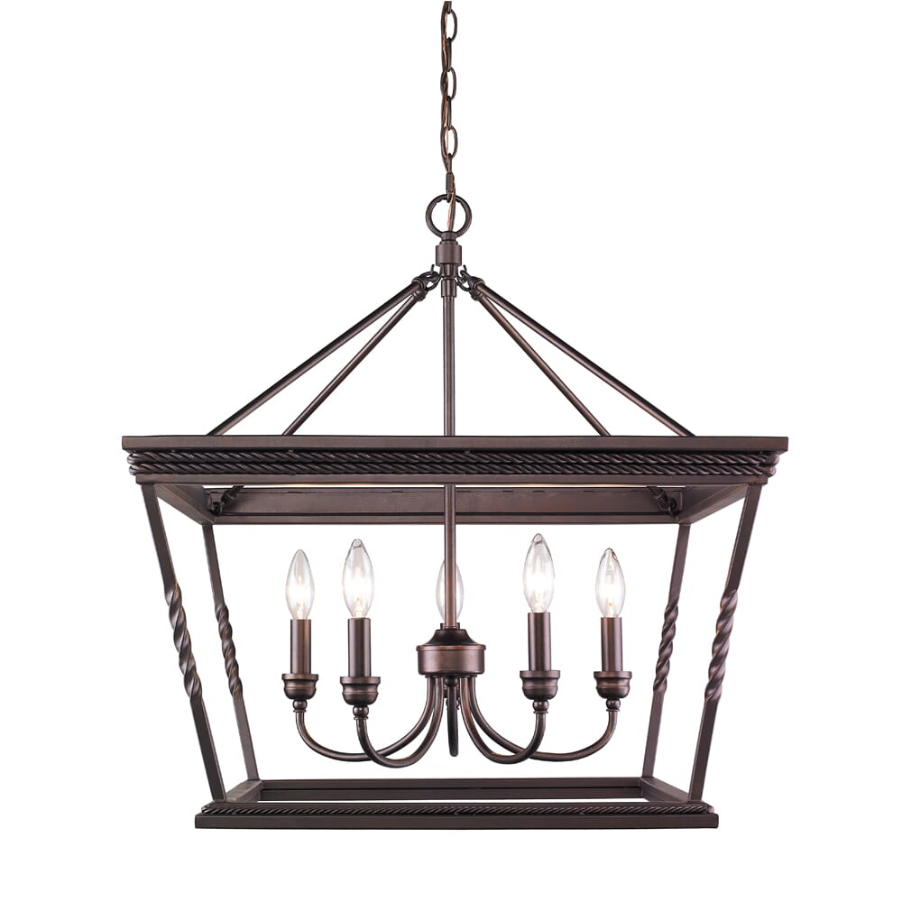 Golden Davenport 5-Light Chandelier in Etruscan Bronze