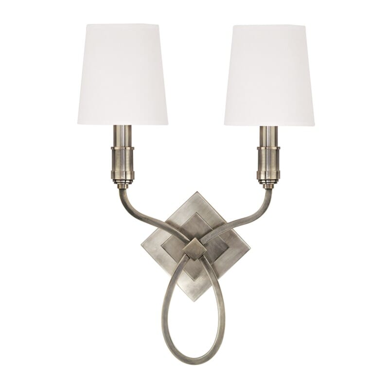 Hudson Valley Westbury 2-Light 19" Wall Sconce in Aged Silver