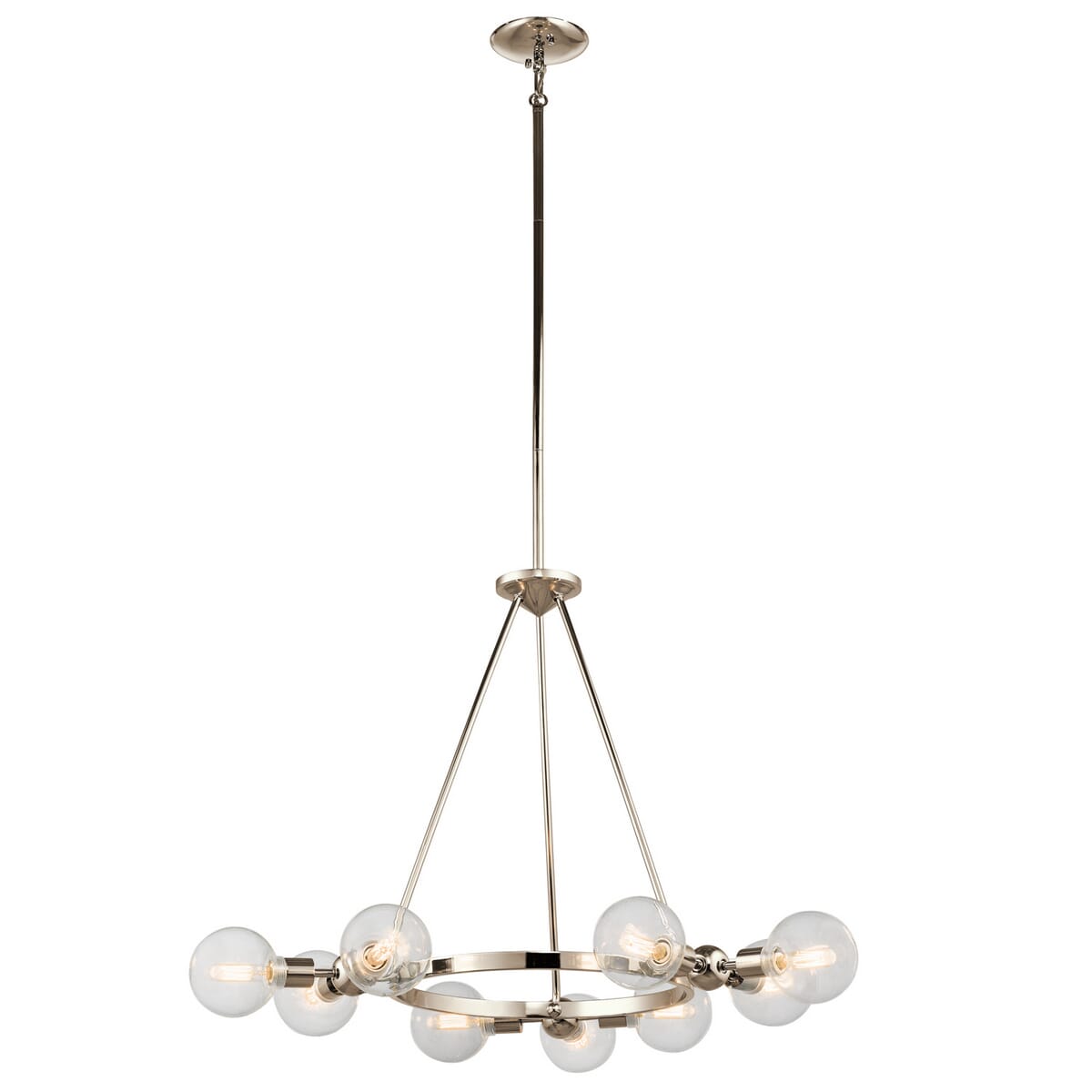 Kichler Garim 9-Light 33.5" Chandelier Round Pendant in Polished Nickel