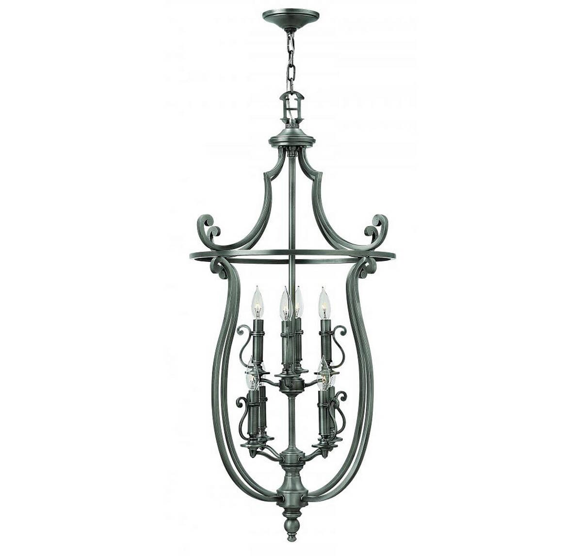 Hinkley Plymouth 8-Light Two Tier Foyer Light in Polished Antique Nickel