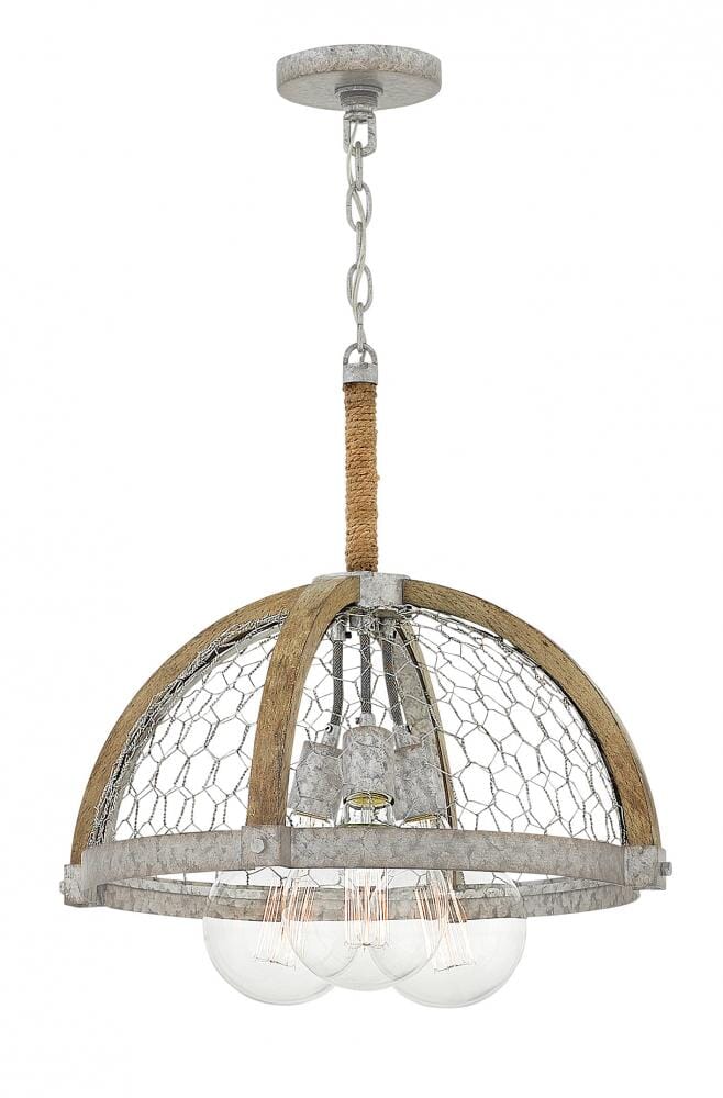 Hinkley Heywood 3-Light Pendant in Weathered Zinc