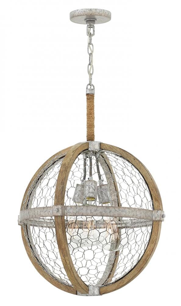 Hinkley Heywood 3-Light Pendant in Weathered Zinc