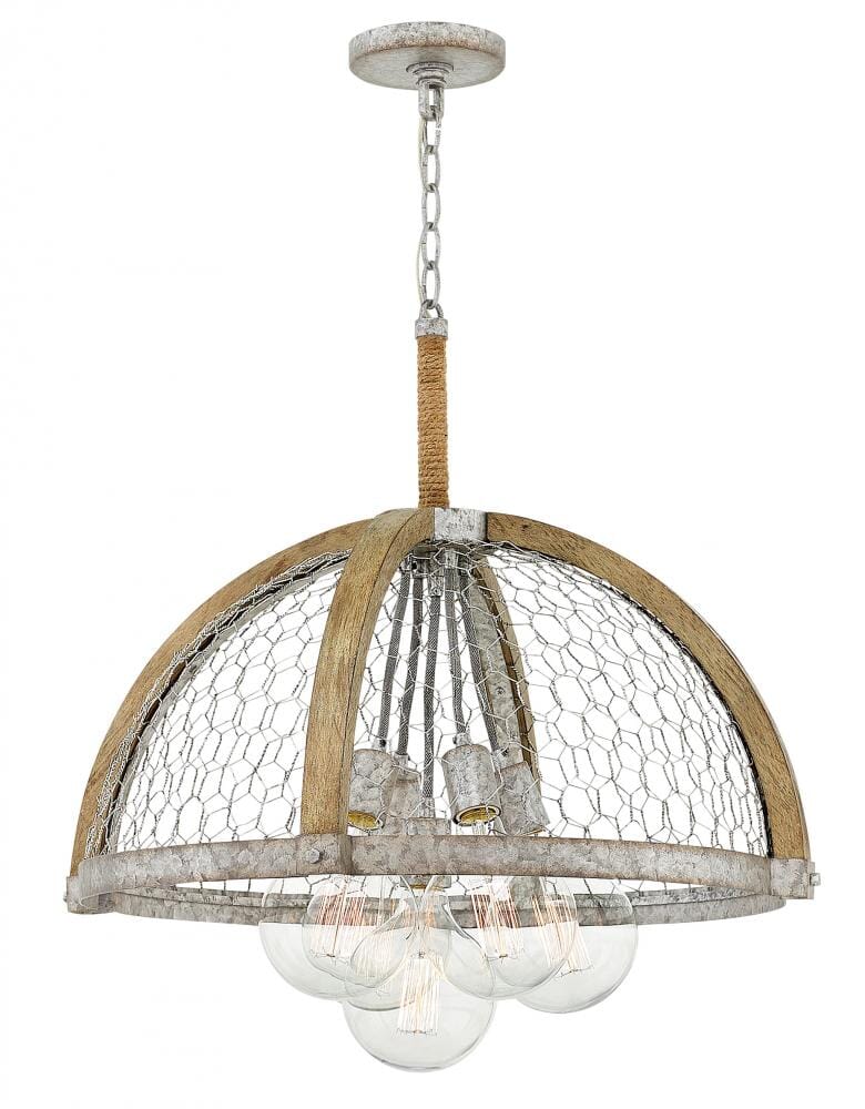 Hinkley Heywood 5-Light Pendant in Weathered Zinc